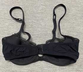 La Perla Bra Size 32 Sheer Floral Applique Lace Black Balconette Underwire Italy
