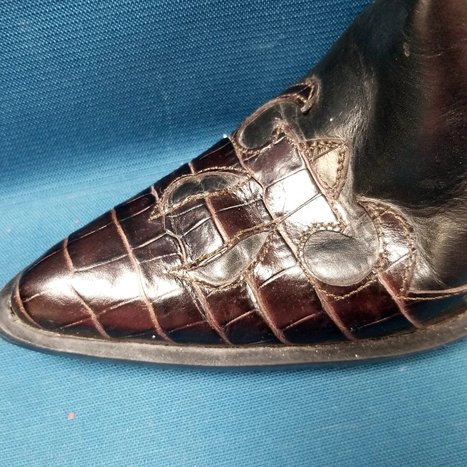 Vaneli Black/Brown Women's Western Cowgirl Pull On Boots Heels Sz 7M - Image 3 of 4