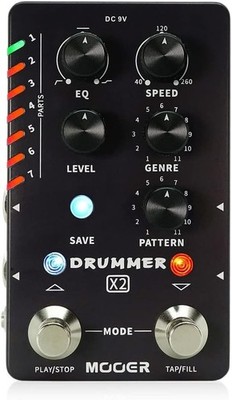 Mooer DRUMMER X2 Drum Machine Pedal Black New