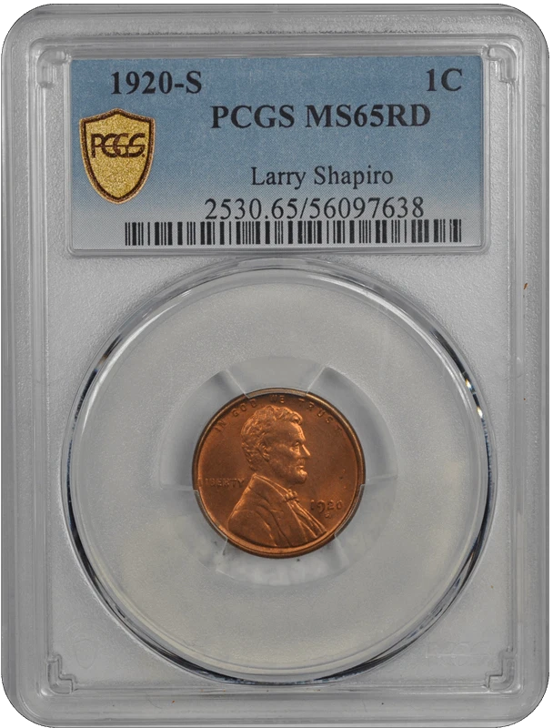 1920-S Lincoln PCGS RD 65