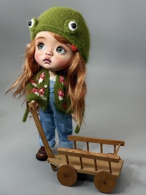 BLYTHE DOLL , QBABY, CUSTOM , OOAK 1/6 , BJD, 25cm ,großer  Kopf, Mohair, Unikat