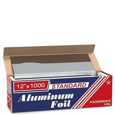 . 12"x1000' Standard Aluminum Foil Roll Commercial-Grade Silver Wrap for Food...
