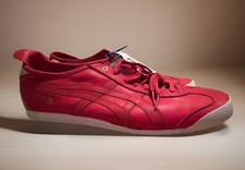 NEW Onitsuka Tiger Mexico 66 Athletic Sneakers Men  s Sz 12.5 Red Leather/Gold