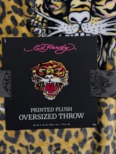 Ed Hardy Plush Oversized Throw Blanket Tiger Animal Print