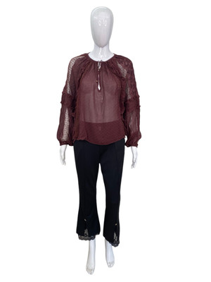 Ulla Johnson Damen Blumenmuster Bestickt Gepunktet Schier Bluse Tunika Top M