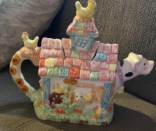 Mercuries Country Farm Childs Tea Set Replacement Cow Pot Pitcher Hand Painted