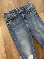Mother Mid Rise Dazzler Ankle Step Fray stretch denim jeans 28 x 28