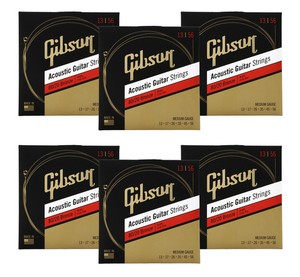 Lot of 6 Packs of Gibson SAG-BRW13 80/20 Bronze Acoustic Guitar Strings