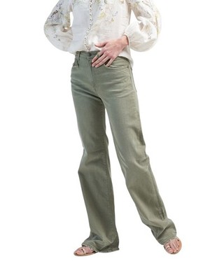 R13 Jane Damen Jeans 28 olivgrün Stretch Loose Straight High Rise UVP699*