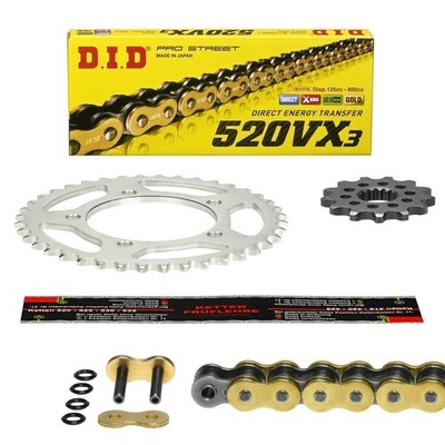 DID VX3 G&B Kettensatz Suzuki DR-Z 400 BE WVBE 2000, X-Ring Nietschloss, DRZ 400