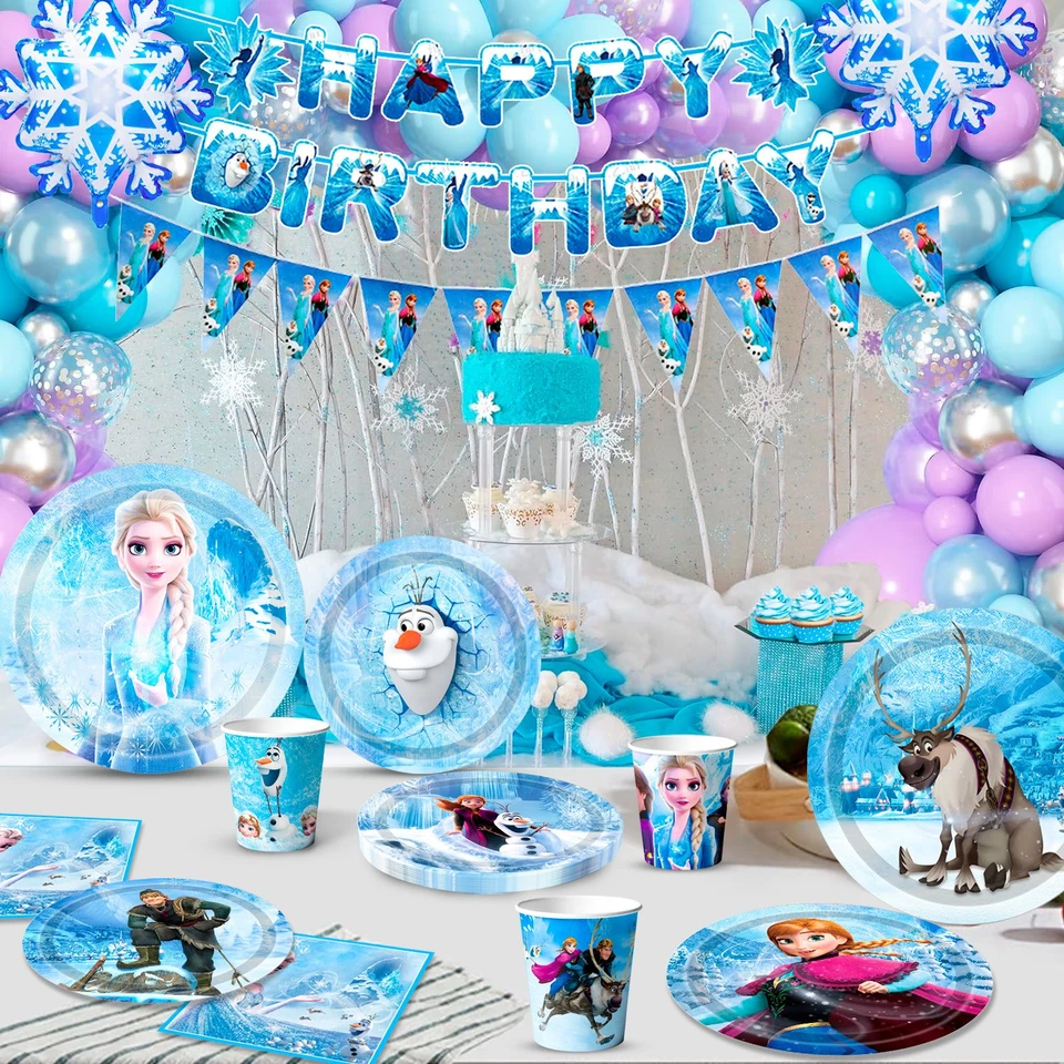 Juego de vajilla decoraciones fiesta cumpleaños congelado alse platos congelados servilletas tazas Foto 3 de 4