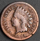 1864 1C INDIAN HEAD BRONZE CENT KM# 90a Grade:  G+ A6958