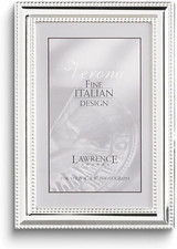 Elegant Silver-Plated 5x7 Beaded Photo Frame - 9.5" Display