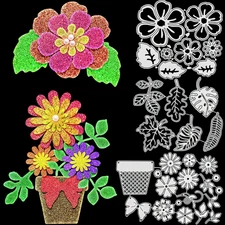 3 Sets Flower Metal Cutting Dies Flowers Leaves Embossing Stencil 34 Styles 3...