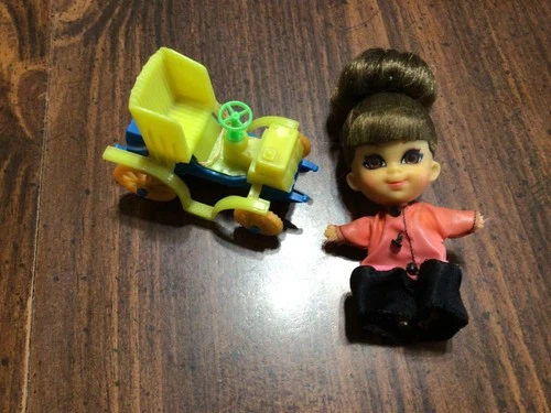 VTG Mattel 1968 Liddle Kiddles 'N Kars Henrietta Horseless Carriage Doll & Car!