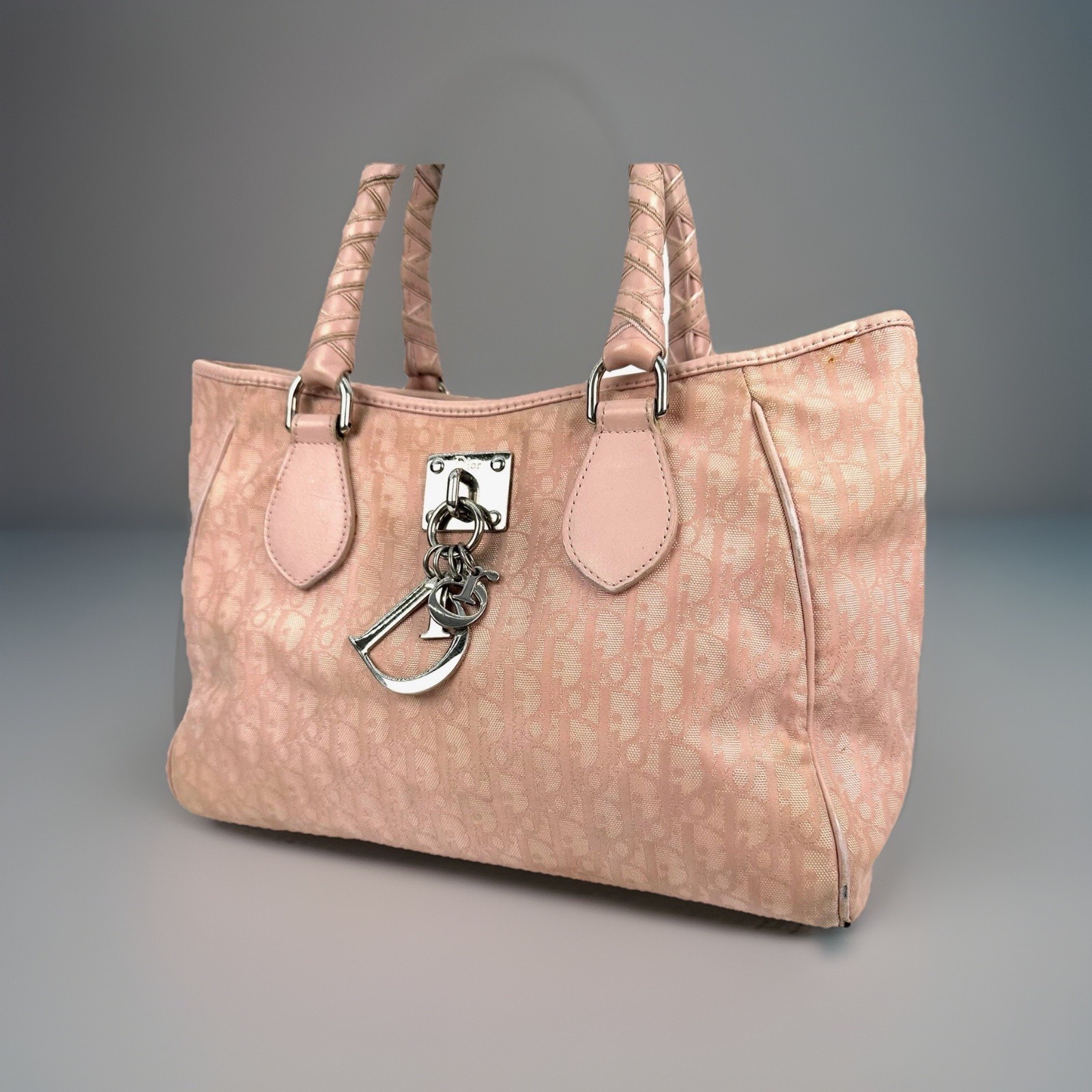 Authentic Christian Dior Rare Pink Trotter Romantique Monogram Canvas Handbag thumbnail 2