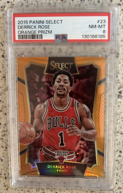 Derrick Rose 2015-16 Panini Select Orange Prizm /60 PSA 8 #23 Bulls