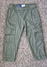 Old Navy Boys Cargo Pants Green Cotton Elastic Waist Pockets Casual