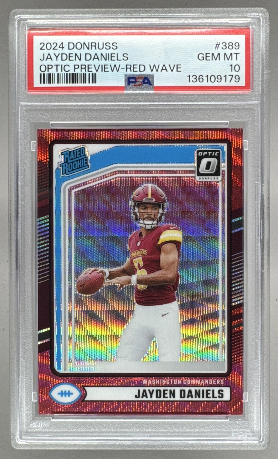 Jayden Daniels Panini Donruss #389 Optic Preview-Red Wave
