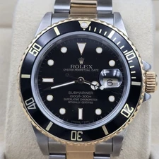 Rolex Submariner Date 16803 Black Dial Yellow Gold Two Tone Steel Oyster 40mm