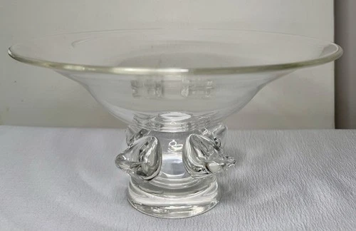 Large Vintage Steuben Crystal Centerpiece Footed Bowl
