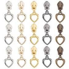 20 Pcs Alloy Zipper Slider, 5 Heart Shape Zippers Head Mixed Color Zipper Pu...
