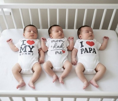 3~Shein I Love Mommy & I Love PAPA & I Love Mom +Dad +Me Snap Bottom Size 0-1 M