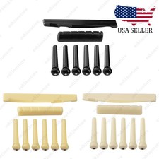 1 set of Plastic 6-String Guitar Nut  Saddle  Bridge Pin for Acoustic Guitar