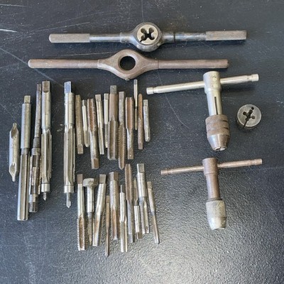 Vintage Tool Lot - Union Twist Reamer Taps Thread Well Handles And More