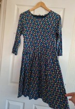 Seasalt Cornwall The Moules Dress Jersey Fit Flare Blue Mix Size UK 10 Cotton 
