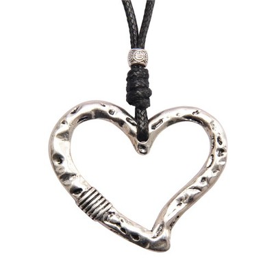 Lederkette für Damen Handarbeit Boho Anhänger Halskette Herz Wickel Halsband Hals