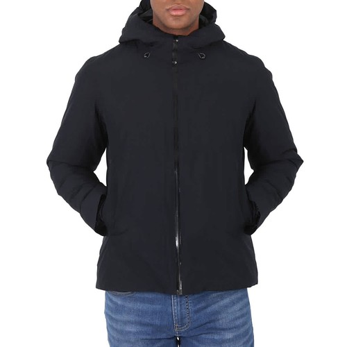Save The Duck Men's Black Alvaro Logo-patch Hooded Padded Jacket, Size X-Small