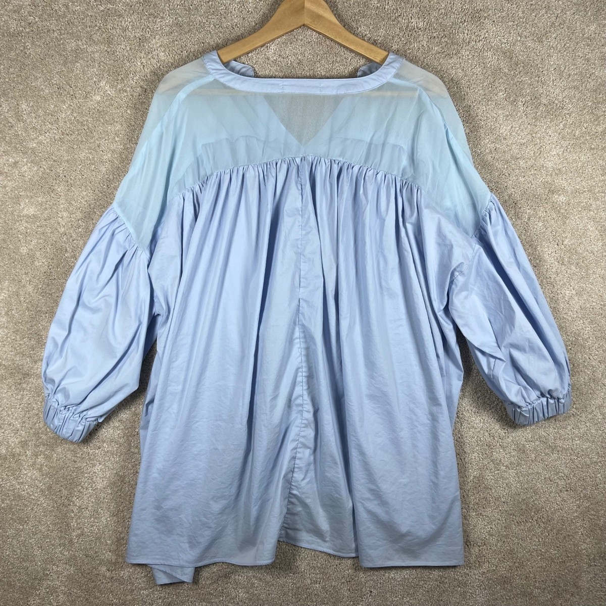 Glamorous Curve Tunic Top Long Balloon SleevesBlue,US Size 16 Chic