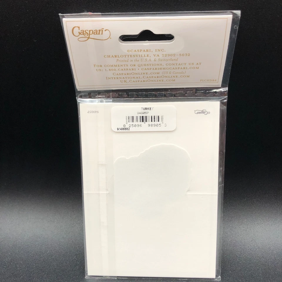 Caspari Die-Cut Place Cards, Thanksgiving Turkey Gold Trim -8 Cards Set -94905P - Image 4 of 4