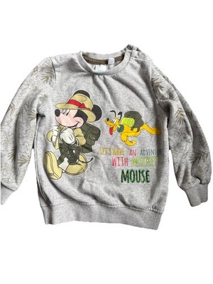 Disney Mickey Mouse graues Kinder Sweatshirt - Abenteuer Motiv. Größe 80-86 Cm