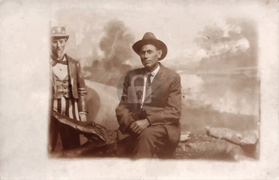 Studio Portrait of Man Seated on Taxidermy Alligator c1917 RPPC Postcard COPY