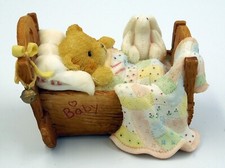 Cherished Teddies "Cradled With Love" Sweet Baby Bear in Cradle Figurine Hillman