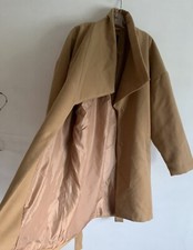 B.young Caramel Beige Long Sleeves Belted Jacket Coat Overcoat Outerwear Size:40