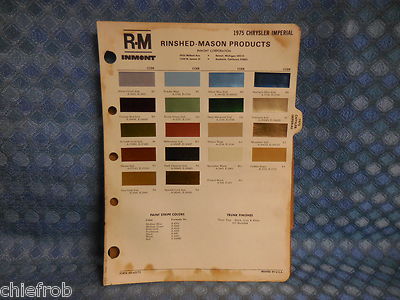 1975 Chrysler & Imperial Original R-M Paint Color Chip Chart