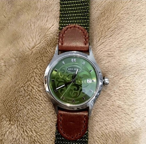 LOIS HILL Round Green Watch Leather Band RARE UNISEX - Picture 8 of 11