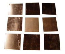 NEW Copper Sheet - NINE 3" x 3" pieces - metal working - 16 oz, 24 gauge, crafts