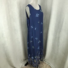 Womens Floral Maxi Dress Size XL Shift Long Belted Back Rayon Pullover Longline