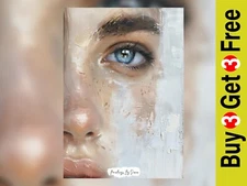 Expressive Impasto Portrait, Impasto Painting Print 5"x7" on Matte Paper