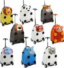 Kids Suitcase with Wheels and Extension Handle Carry-on Animal Trolley Bag