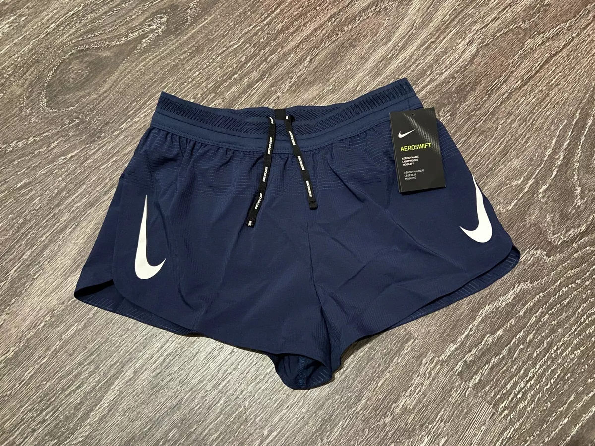 Mens Nike Aeroswift 2 Inch Running Racing Shorts Navy White AQ5257-410 $80  NEW