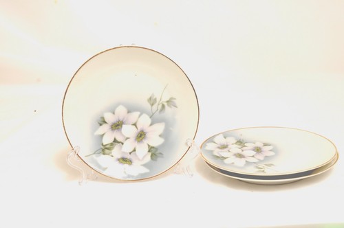 Set 3 Zeh Scherzer Brot Dessert Teller weiß Clematis 6 cm Durchmesser Bavaria - Bild 1 von 5