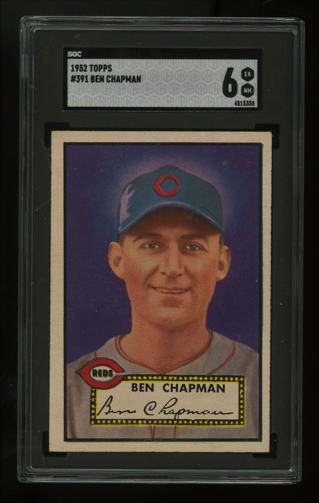 1952 TOPPS Ben Chapman #391 Hi Series SGC 6 EX MT