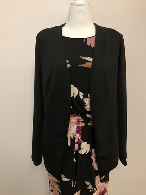 BCBGeneration Open Front Collarless Lined Black Blazer Size XL