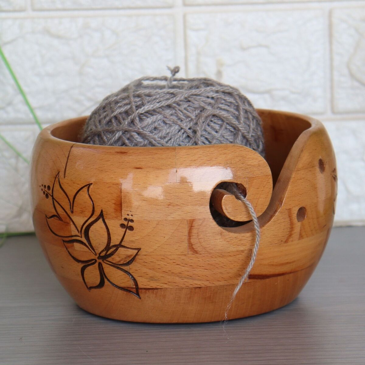 Wooden Yarn Bowl for Crocheting  Yarn Storage Bowl for Knitting