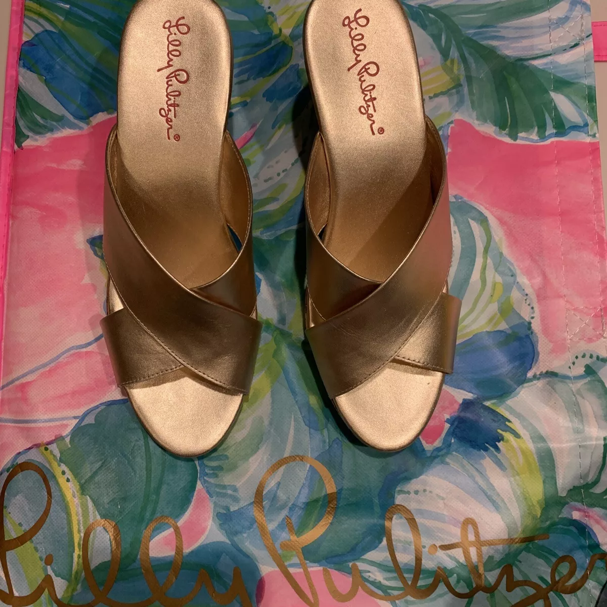 Lilly pulitzer cork wedges best sale